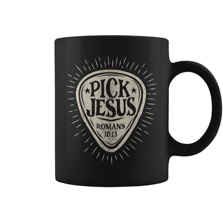 Guitar Pick Jesus Christian Music Guitarist Pastor Retro Coffee Mug