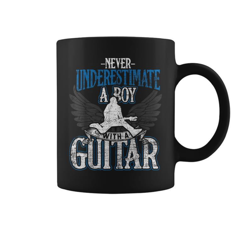 Guitarist Men Boys Never Underestimate A Boy With A Guitar Guitar Funny Gifts Coffee Mug