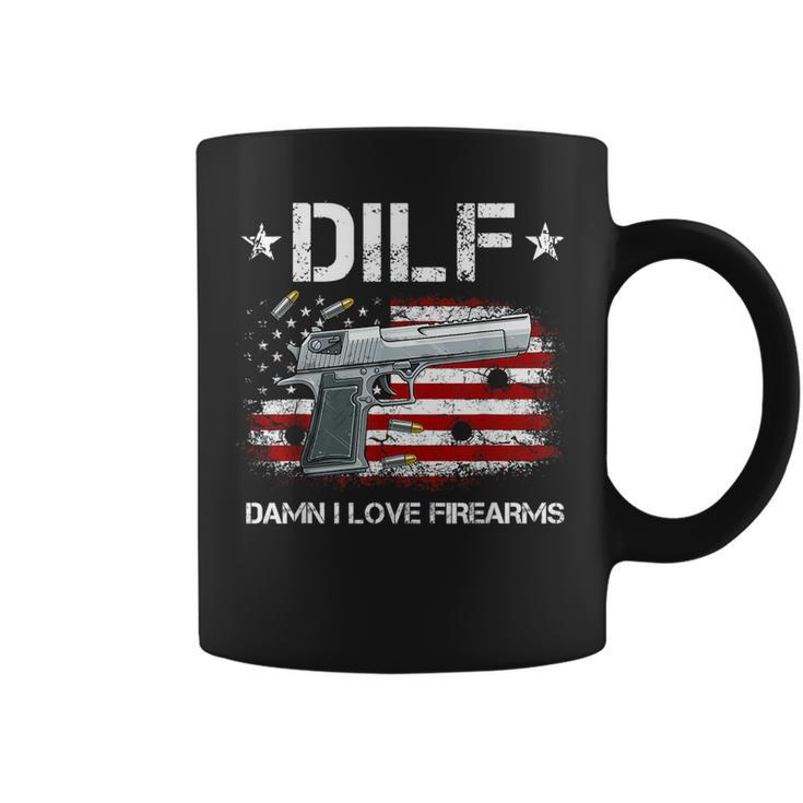 Gun American Flag Dilf - Damn I Love Firearms  Coffee Mug