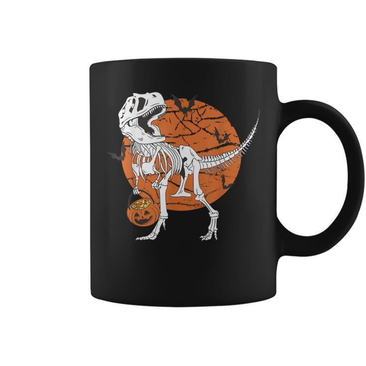 Halloween Boys Dinosaur Skeleton T Rex Scary Pumpkin Moon Coffee Mug