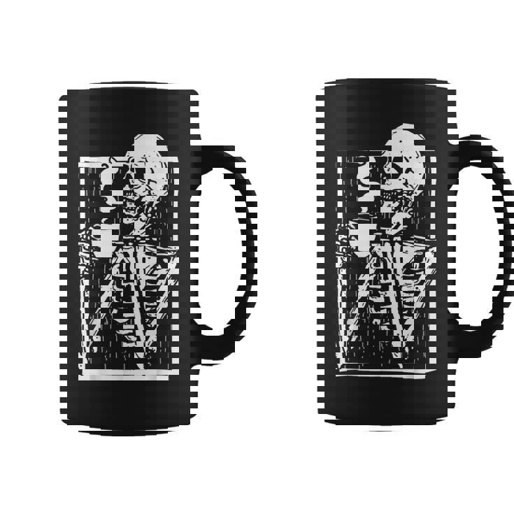 Halloween Coffee Drinking Skeleton Skull Coffee Mug