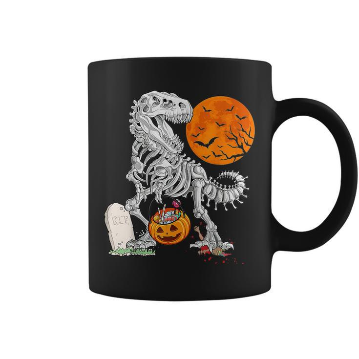 Halloween Dinosaur Skeleton T Rex Scary Pumpkin Moon Costume Coffee Mug