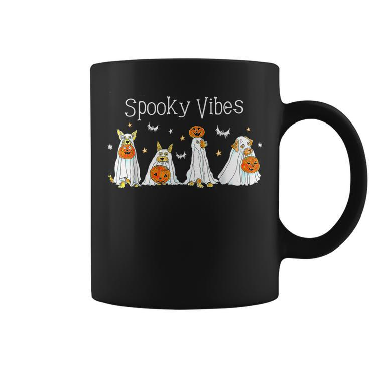 Halloween Dogs In Ghost Costume Spooky Vibes Dog Lover Coffee Mug