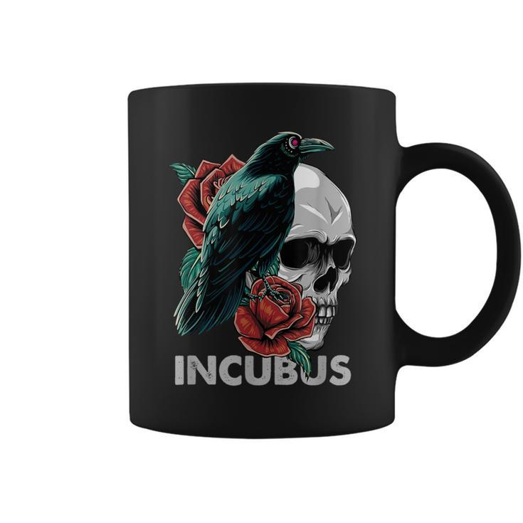 Halloween Graphic Incubus-Crow Left Skull Morning And Flower Coffee Mug