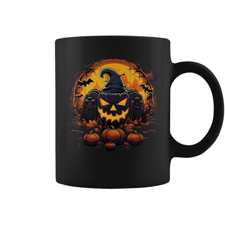 Halloween Scary Gaming Jack O Lantern Pumpkin Face Gamer Coffee Mug