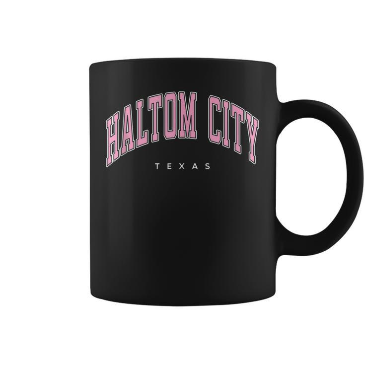 Haltom City Texas Tx Varsity Style Pink Text Coffee Mug