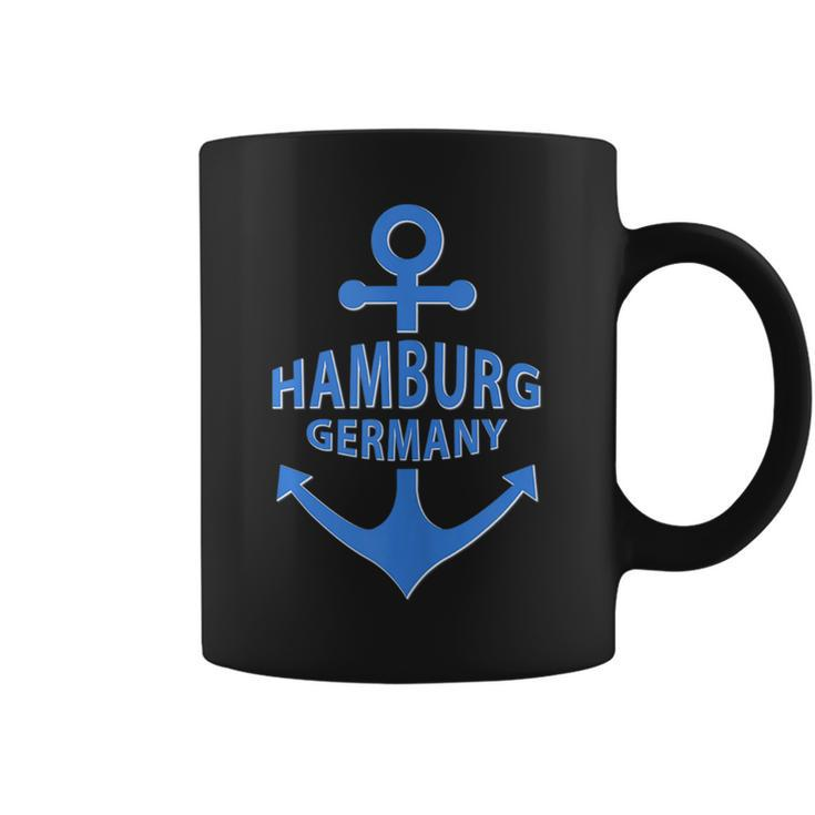 Hamburg Germany Port City Blue Anchor Design  Coffee Mug