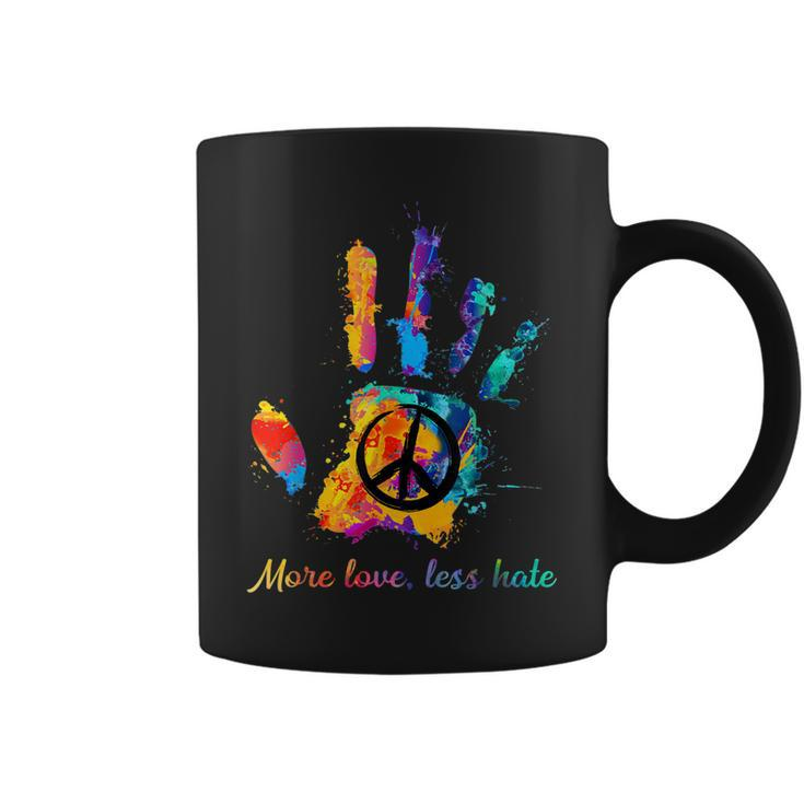 Hand Print Hippie Peace Sign More Love Less Hate  Coffee Mug