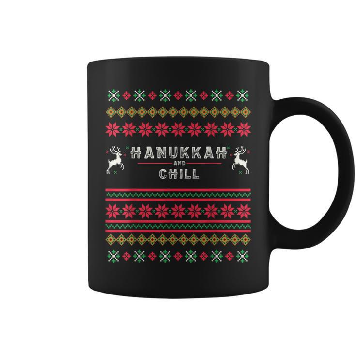 Hanukkah And Chill Ugly Christmas Sweater Chill Coffee Mug