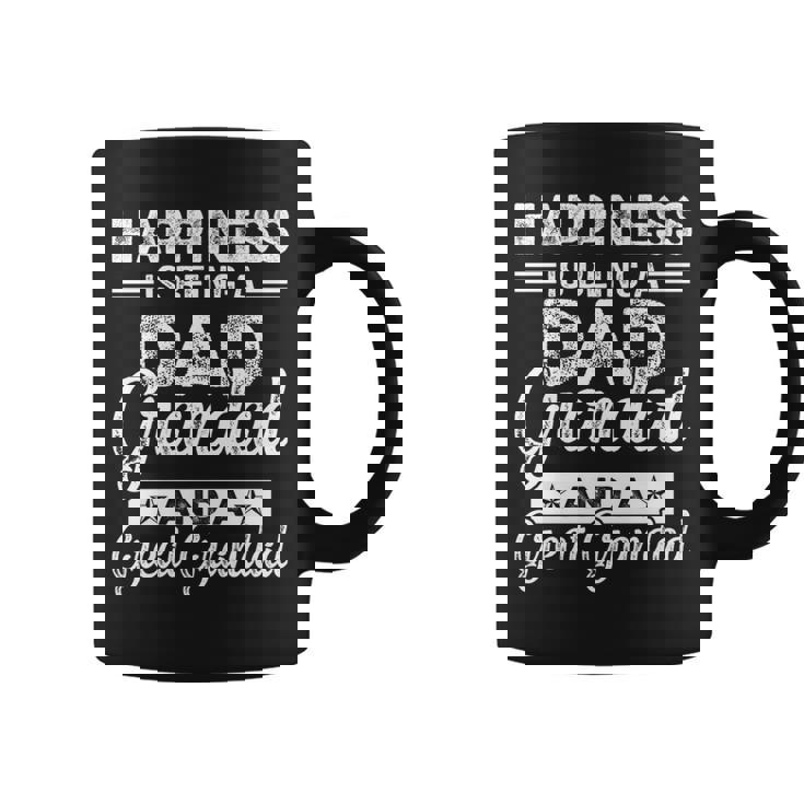 Happiness Is Being A Dad Granddad And A Great Grandad Funny Gifts For Dad Coffee Mug