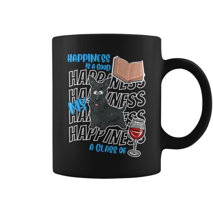 Happiness Is Scottish Terriers Books Wine Cute Scottie Dog Wine Funny Gifts Coffee Mug