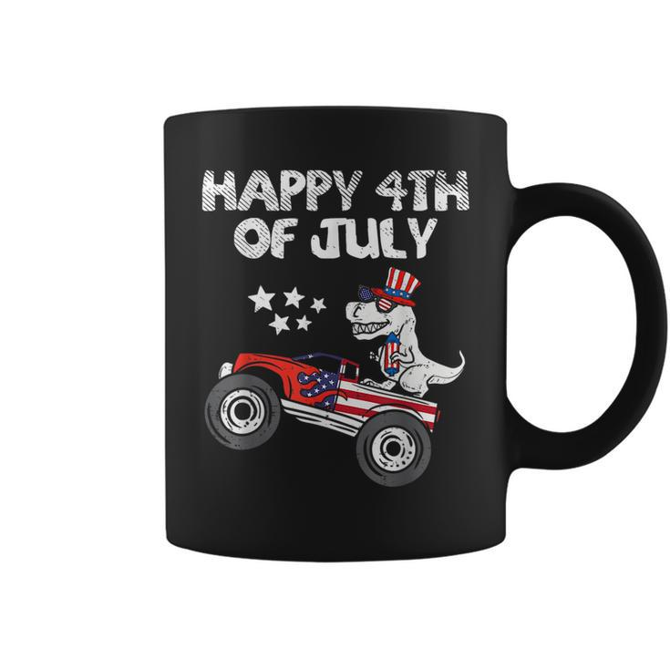 Happy 4Th Of July Dinosaur Monster Truck Toddler Boys Kids Coffee Mug