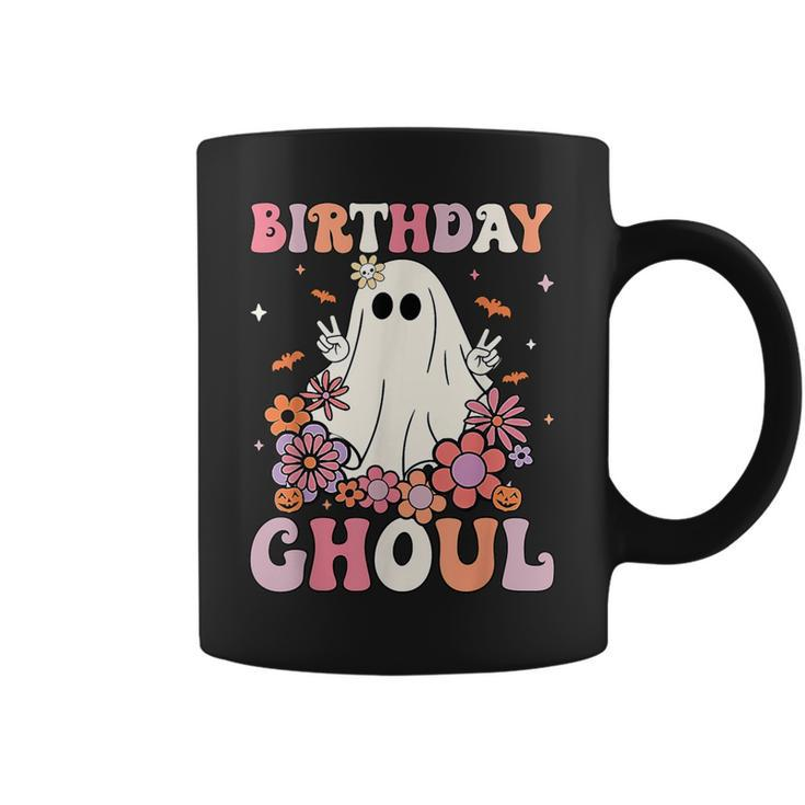 Happy Birthday Ghoul Retro Hippie Halloween Ghost Floral Coffee Mug