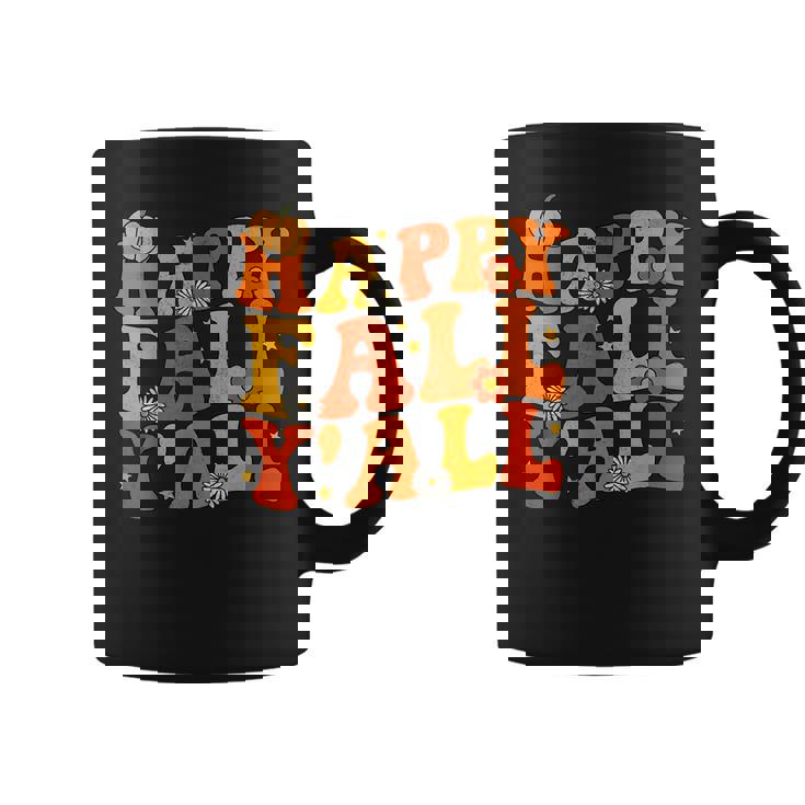 Happy Fall Yall Squad Groovy Fall Autumn And Halloween Halloween Coffee Mug