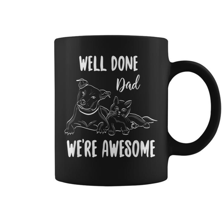 Happy Fathers Day Gift From Dog And Cat Coffee Mug