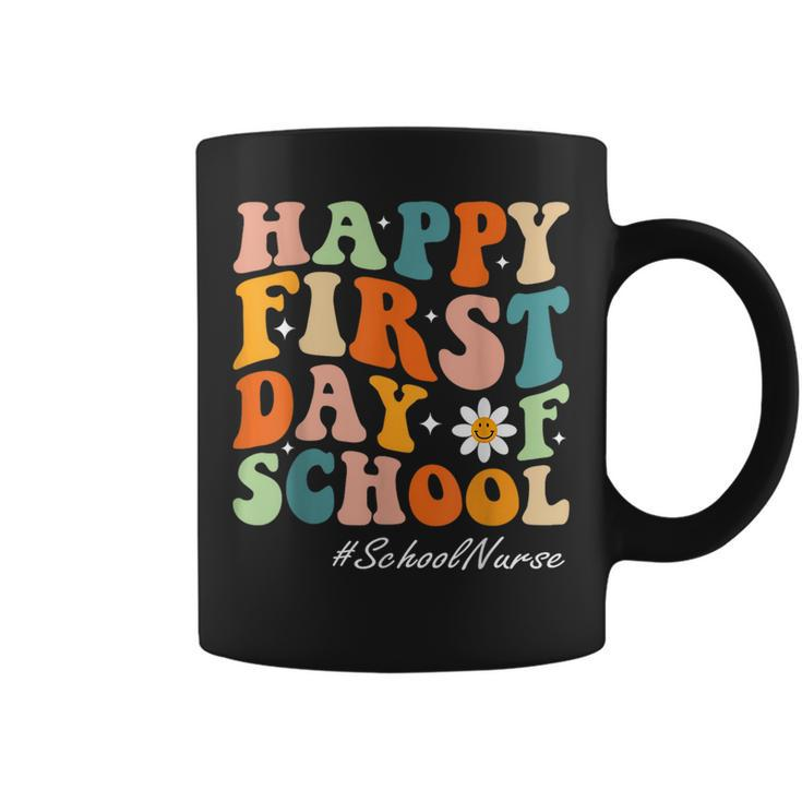 Happy First Day Of School Nurse Groovy Retro Back To School Coffee Mug