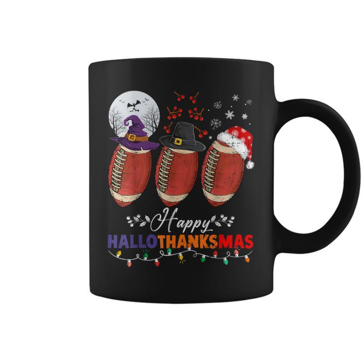 Happy Hallothanksmas Football Halloween Thanksgiving Xmas Coffee Mug