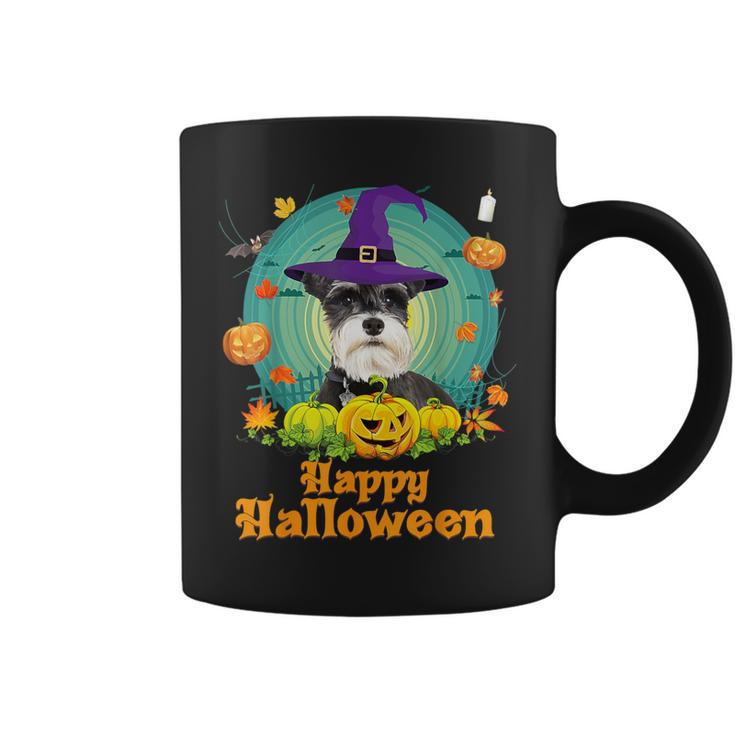 Happy Halloween Schnauzer Dog Pumpkin Witch Ghost Cute Scary Coffee Mug