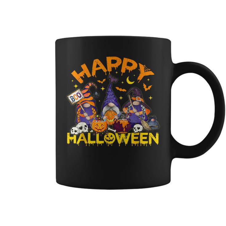 Happy Halloween Three Gnomes Skeleton Zombie Trick Or Treat Coffee Mug