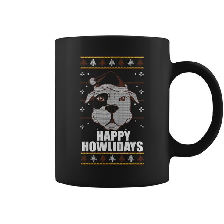 Happy Howlidays Ugly Christmas Sweater Pitbull Dog Meme Coffee Mug