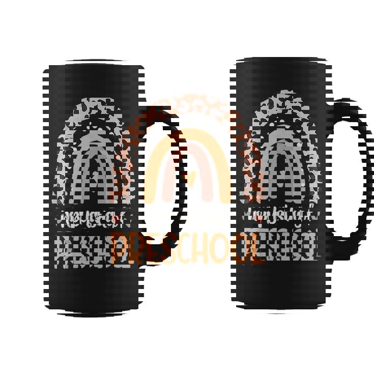 Happy Last Day Of Preschool Teacher Student Leopard Rainbow Coffee Mug