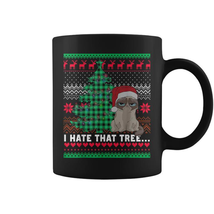 I Hate That Tree Cats Christmas Tree Ugly Xmas Sweater Coffee Mug