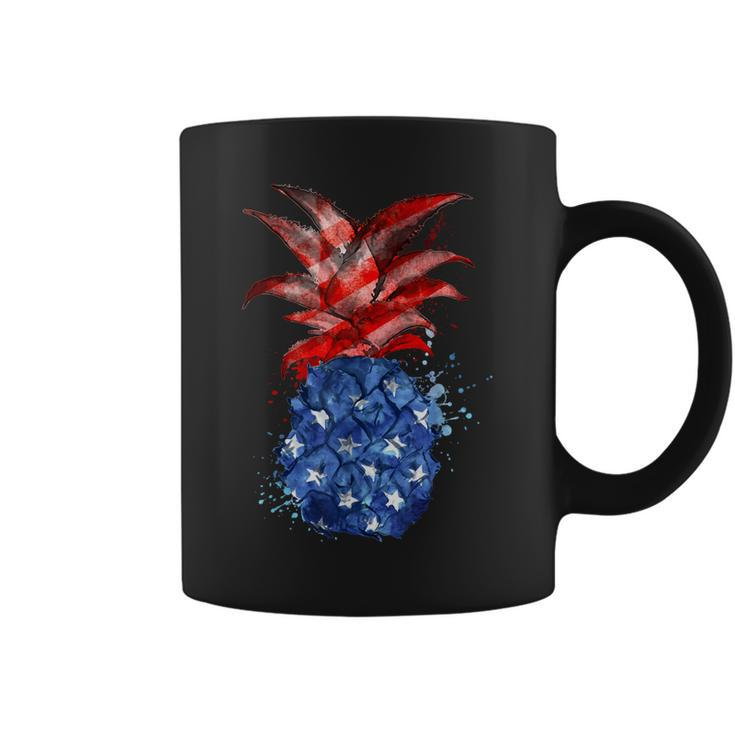 Hawaiian Pineapple American Flag 4Th Of July Patriotic  Coffee Mug