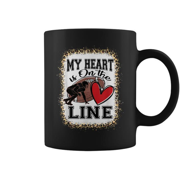 My Heart Is On The Line Offensive Lineman Football Leopard Coffee Mug