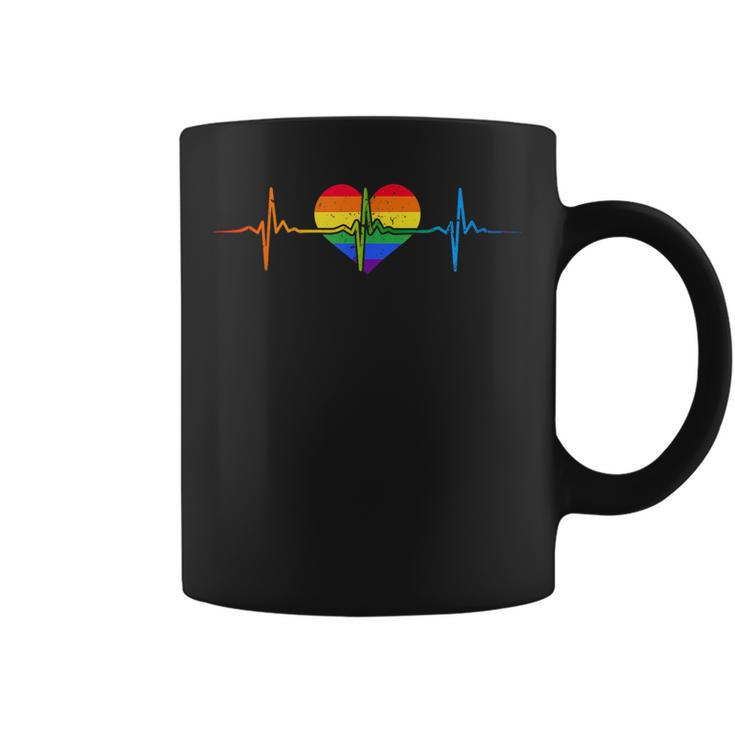 Heartbeat Gay Lgbtq Heartbeat Lovely Pride Lesbian Gays Love Coffee Mug