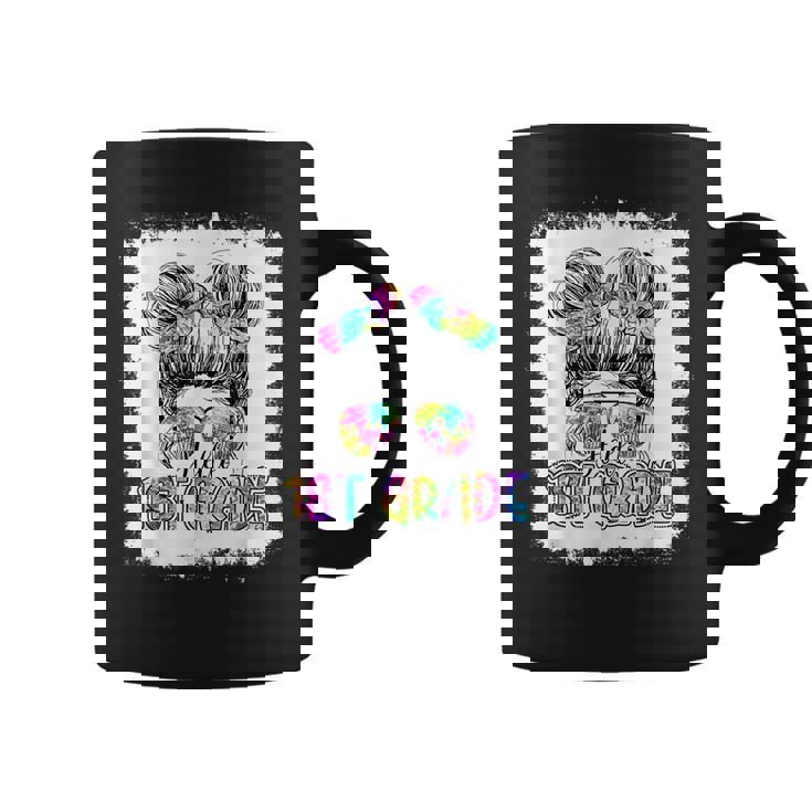 Hello 1St Grade Messy Bun Girls Tie Dye Cute Back To School Coffee Mug