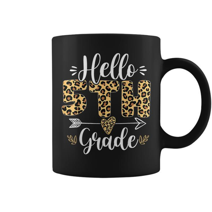 Hello 5Th Fifth Grade Leopard Teacher Back To School Girls Coffee Mug