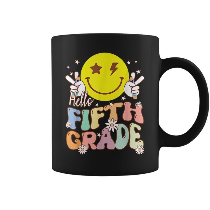 Hello Fifth Grade Hippie Smile Face 5Th Grade Back To School Coffee Mug