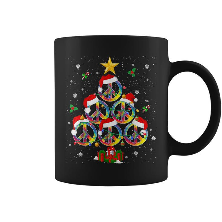 Hippies Christmas Peace Sign Tie Dye Xmas Tree Lights Coffee Mug