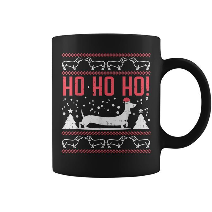Ho Ho Dachshund Santa Ugly Christmas Sweater Dog Owner Pj Coffee Mug