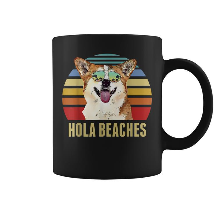 Hola Beaches Corgi Dog Funny Beach Summer  Coffee Mug