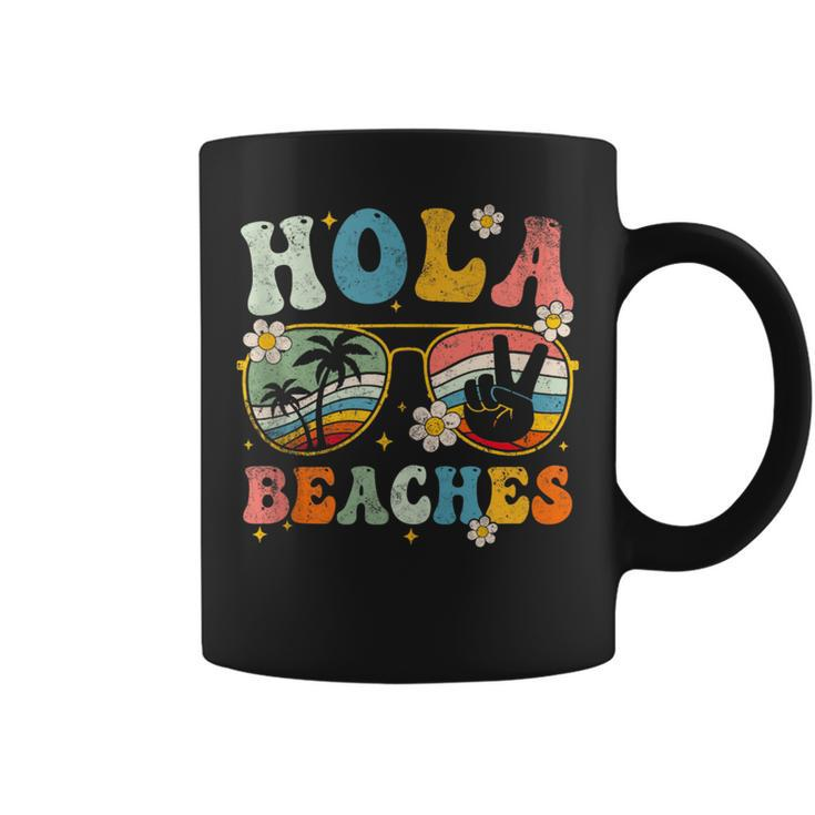Hola Beaches Groovy Retro Funny Beach Vacation  Summer Vacation Funny Gifts Coffee Mug