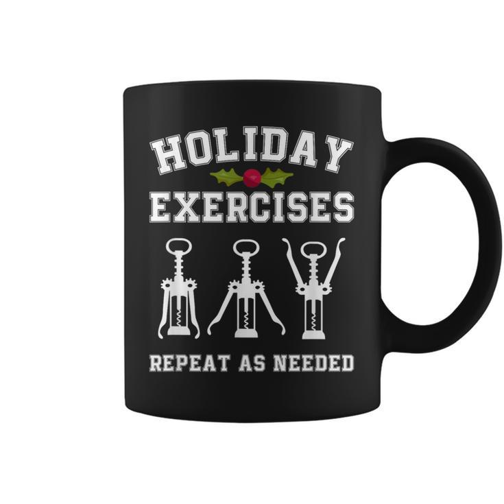 Holiday Exercises Repeat As Needed Christmas Wine Opener Coffee Mug
