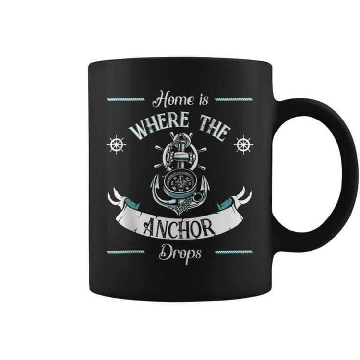 Home Is Where The Anchor Drops Compass Captain  Coffee Mug