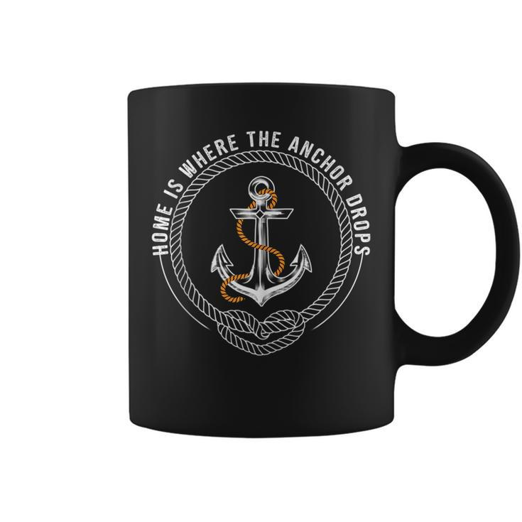 Home Is Where The Anchor Drops Weekend Boating Fishing  Coffee Mug