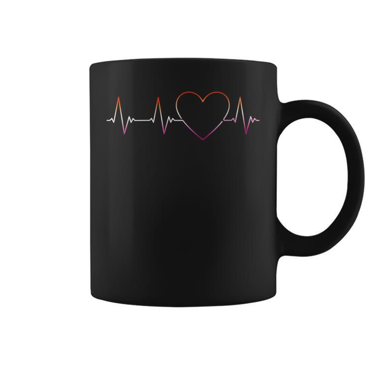 Homosexual Woman Heartbeat Lesbian Pride Flag Ecg Pulse Line  Coffee Mug