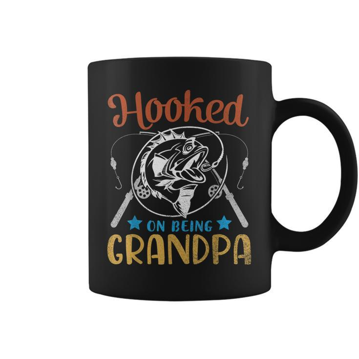 Hooked On Being Grandpa Happy Father Day Fisher Papa  Coffee Mug
