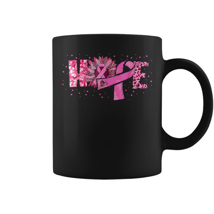 Hope Sunflower Leopard Pink Ribbon Breast Cancer Awareness Coffee Mug