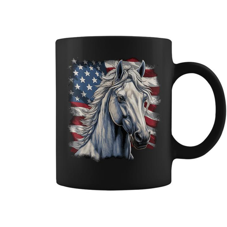 Horse With Usa Flag Horseback Riding Equestrian Coffee Mug