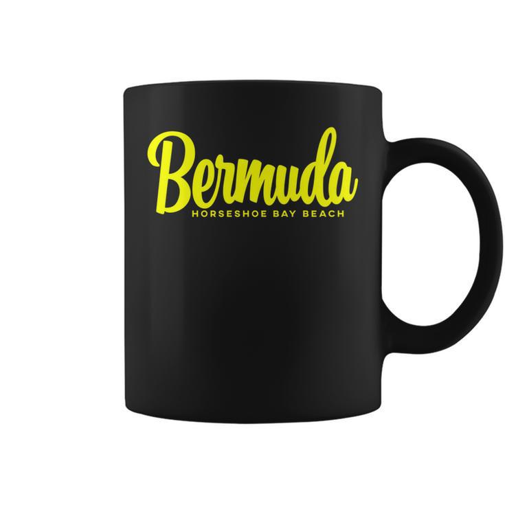 Horseshoe Bay Beach Bermuda Yellow Text Coffee Mug