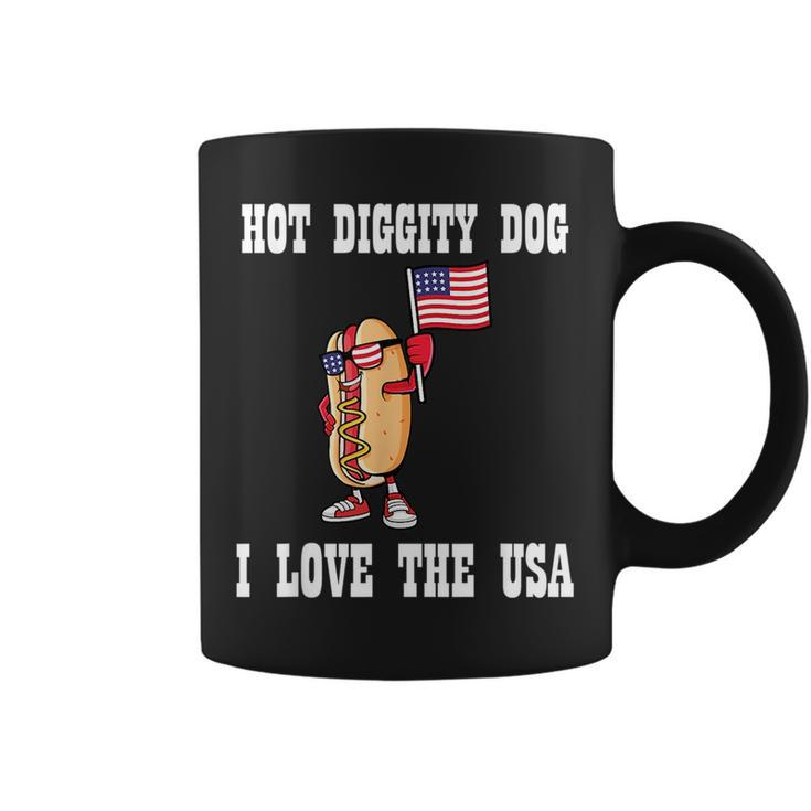 Hot Diggity Dog July 4Th Patriotic Bbq Picnic America Funny  Patriotic Funny Gifts Coffee Mug