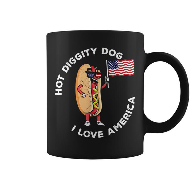 Hot Diggity Dog July 4Th Patriotic Bbq Picnic Usa Funny Patriotic Funny Gifts Coffee Mug