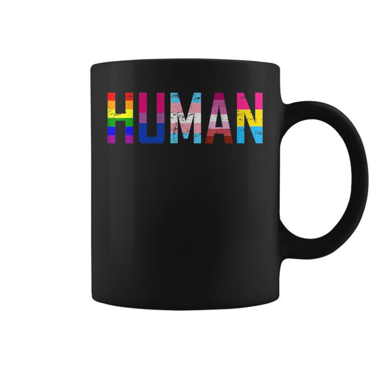 Human Lgbt Flag - Gay Bi Trans Lesbian Pansexual Pride  Coffee Mug