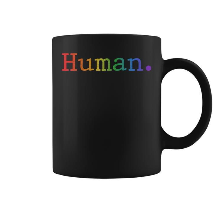 Human Lgbt Rainbow Flag Gay Pride Ally For Men Women Girls Coffee Mug