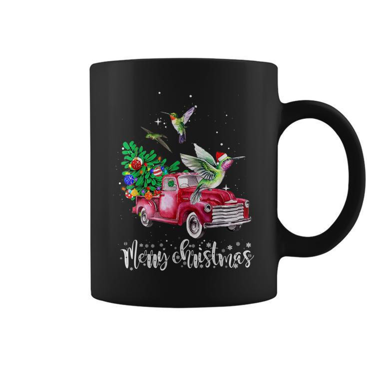 Hummingbird Christmas Ride Red Truck Coffee Mug
