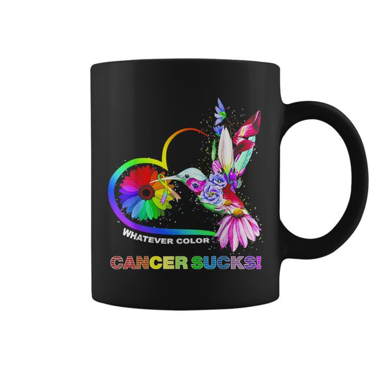 Hummingbird Whatever Color Cancer Sucks Fight Cancer Ribbons  Coffee Mug